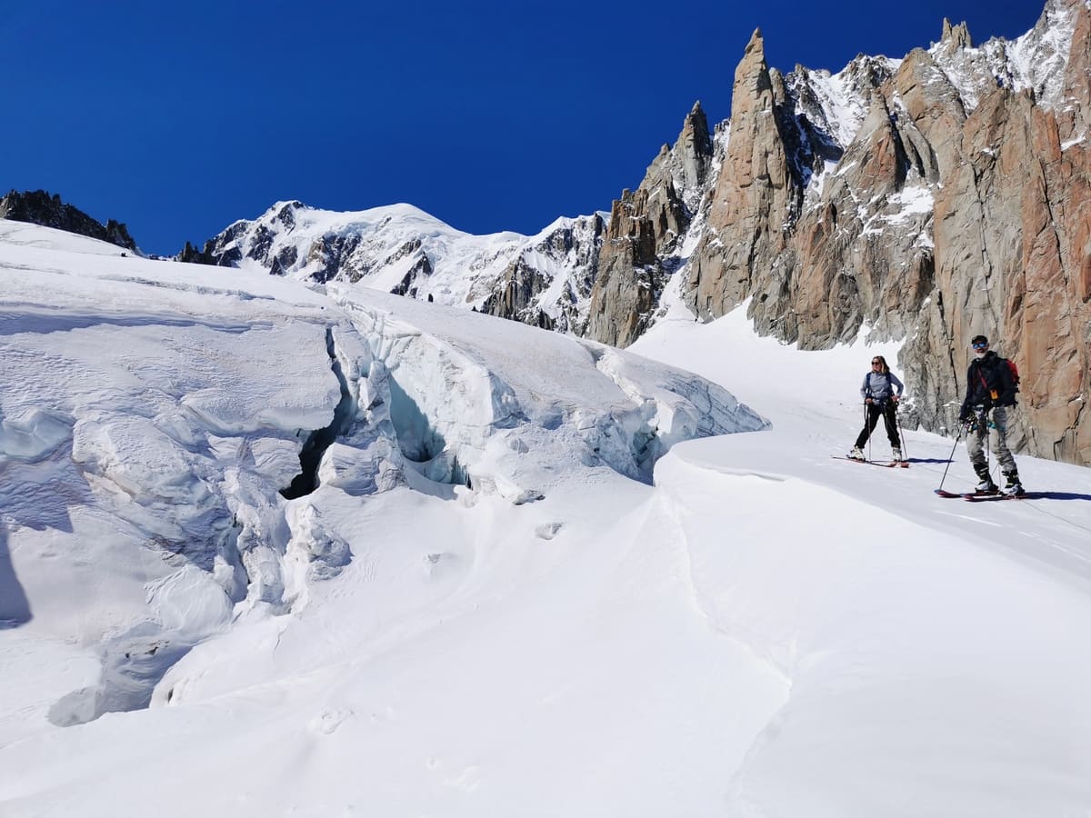 ski randonnée dans le haut de la vallée blanche chamonix